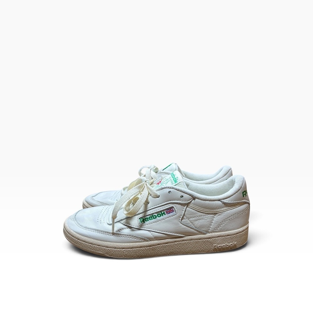 Reebok Classic Club C 85 Chalk White Green Leather Sneakers Women 7.5 BS5242 - Picture 2 of 6